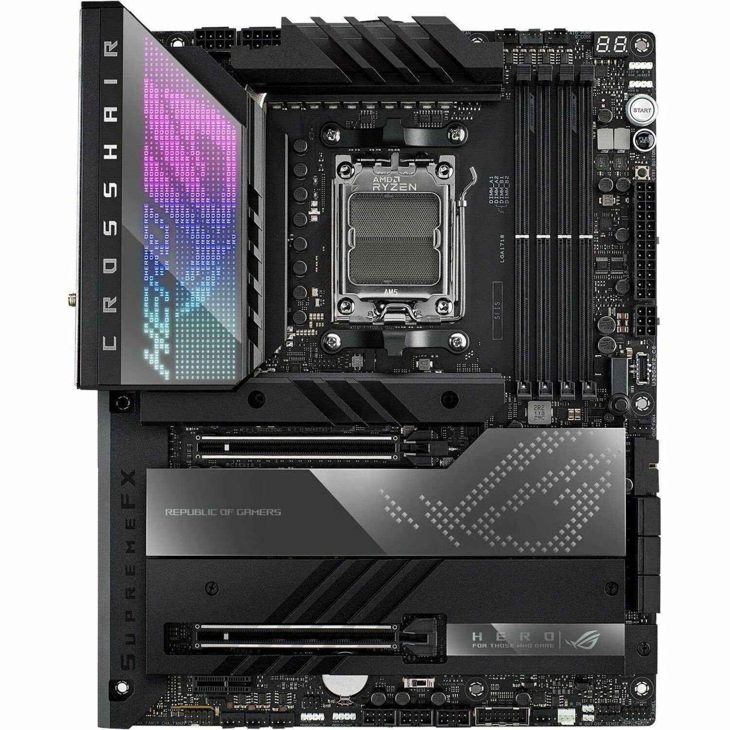 Asus ROG Crosshair X670E HERO Gaming Desktop Motherboard - AMD X670 Chipset - Socket AM5 - ATX