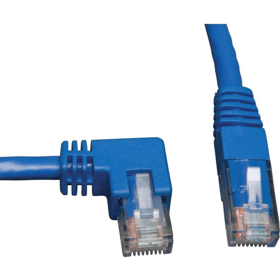 Eaton Tripp Lite Series Left-Angle Cat6 Gigabit Molded UTP Ethernet Cable (RJ45 Left-Angle M to RJ45 M), Blue, 3 ft. (0.91 m)