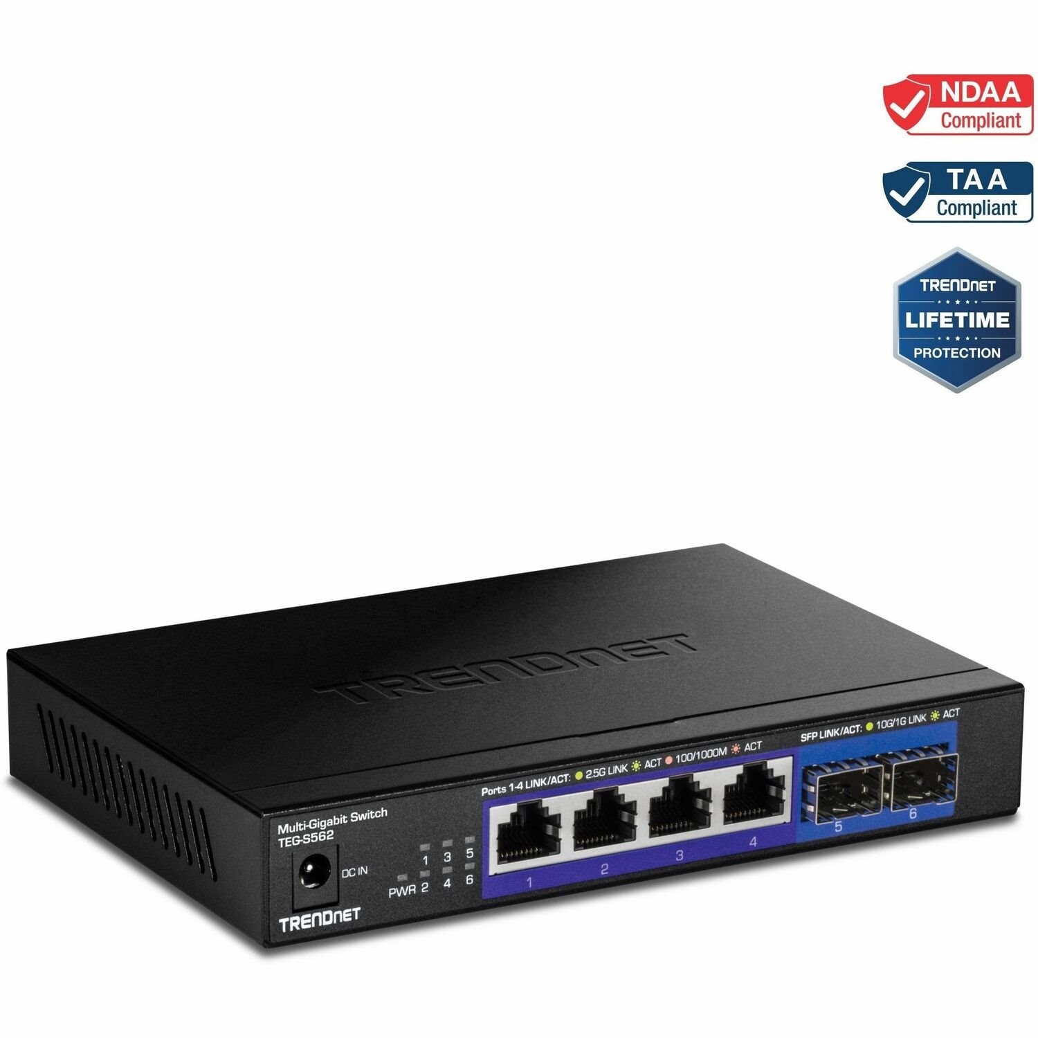 TRENDnet TEG-S562 4 Ports Ethernet Switch - 2.5 Gigabit Ethernet, 10 Gigabit Ethernet - 2.5GBase-T, 10GBase-X - TAA Compliant