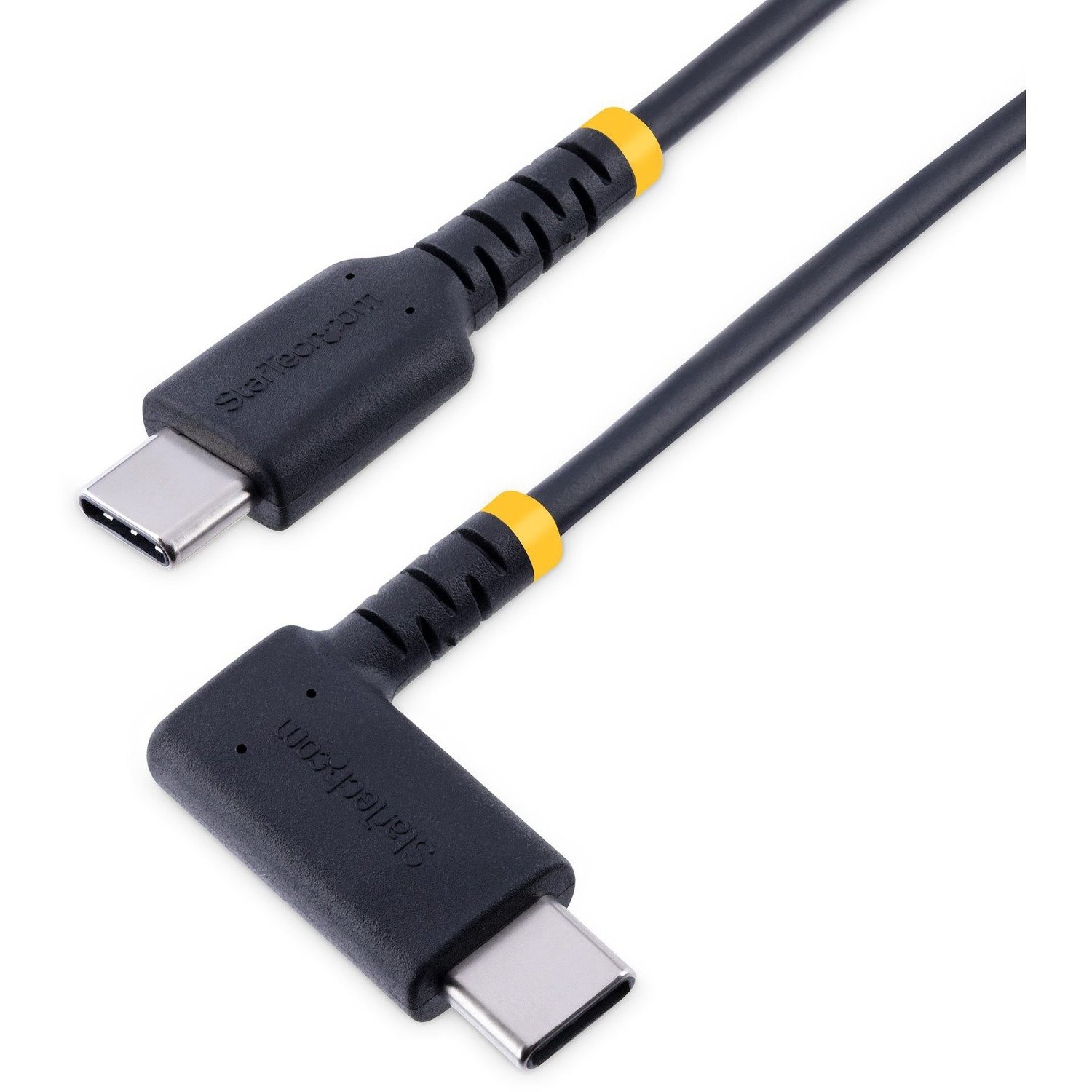 StarTech.com 3ft (1m) USB C Charging Cable Right Angle, 60W PD 3A, Heavy Duty Fast Charge USB-C Cable, Durable Rugged Aramid Fiber