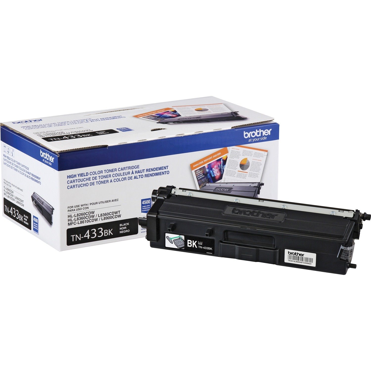 Brother TN433BK Original High Yield Laser Toner Cartridge - Black - 1 Each