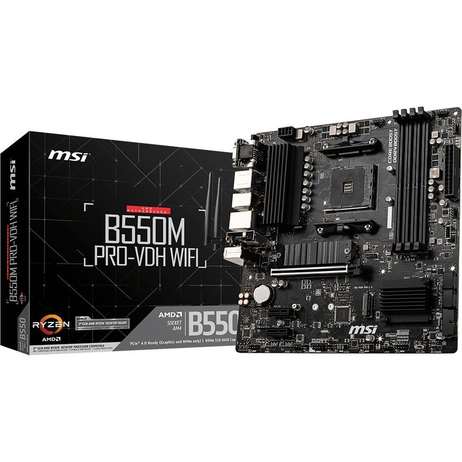 MSI B550M PRO-VDH WIFI Desktop Motherboard - AMD B550 Chipset - Socket AM4 - Micro ATX