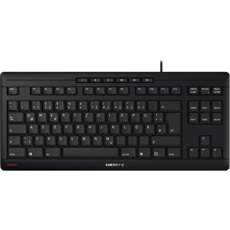 CHERRY STREAM Keyboard - Cable Connectivity - USB Type A Interface - Czech - QWERTY Layout - Black