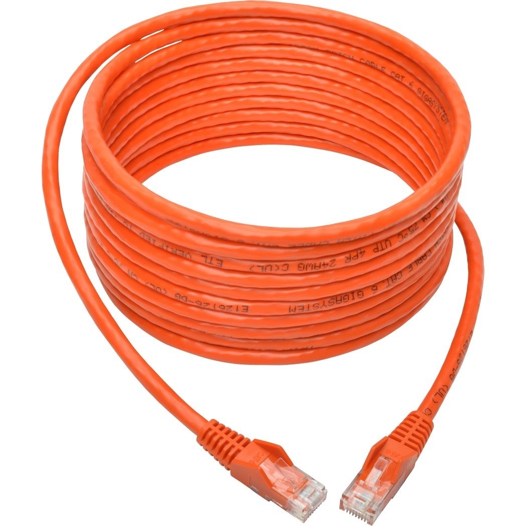 Eaton Tripp Lite Series Cat6 Gigabit Snagless Molded (UTP) Ethernet Cable (RJ45 M/M), PoE, Orange, 15 ft. (4.57 m)