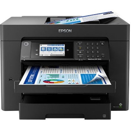 Epson WorkForce Pro WF-7840 Inkjet Multifunction Printer-Color-Copier/Fax/Scanner-4800x2400 dpi Print-Automatic Duplex Print-50000 Pages-500 sheets Input-1200 dpi Optical Scan-Color Fax-Wireless LAN-Epson Connect-Android Printing-Mopria