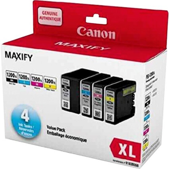 Canon PGI-1200XL CMYK Original Inkjet Ink Cartridge - Cyan, Magenta, Yellow, Black - 4 / Pack