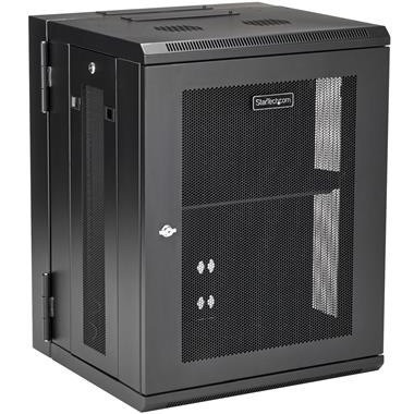 StarTech.com 4-Post 15U Wall Mount Network Cabinet, 19" Hinged Wall-Mounted Server Rack for Data / IT Equipment, Lockable Rack Enclosure