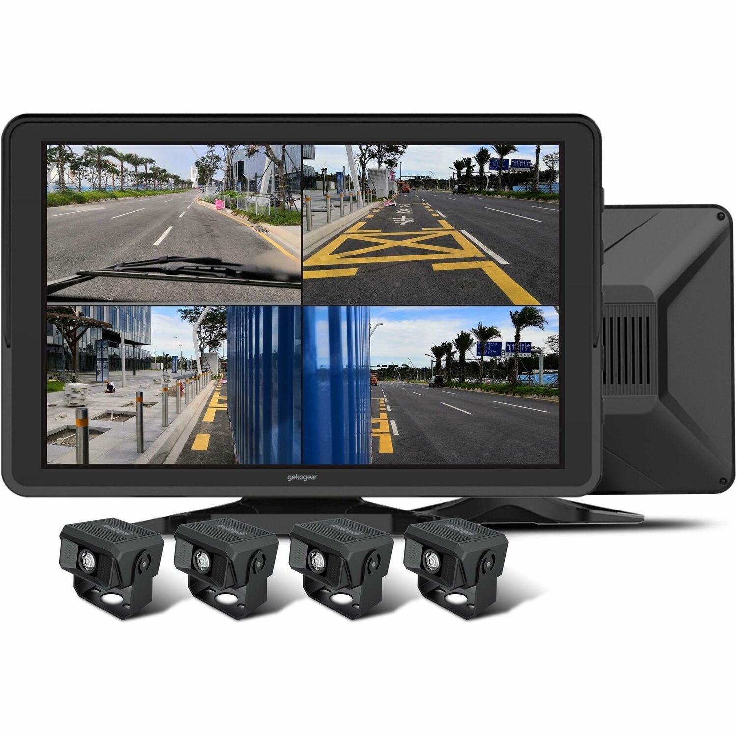 GekoGear Orbit T100 4 Channel 1080P Dash Cam For Trucks With a 10.1" IPS Screen