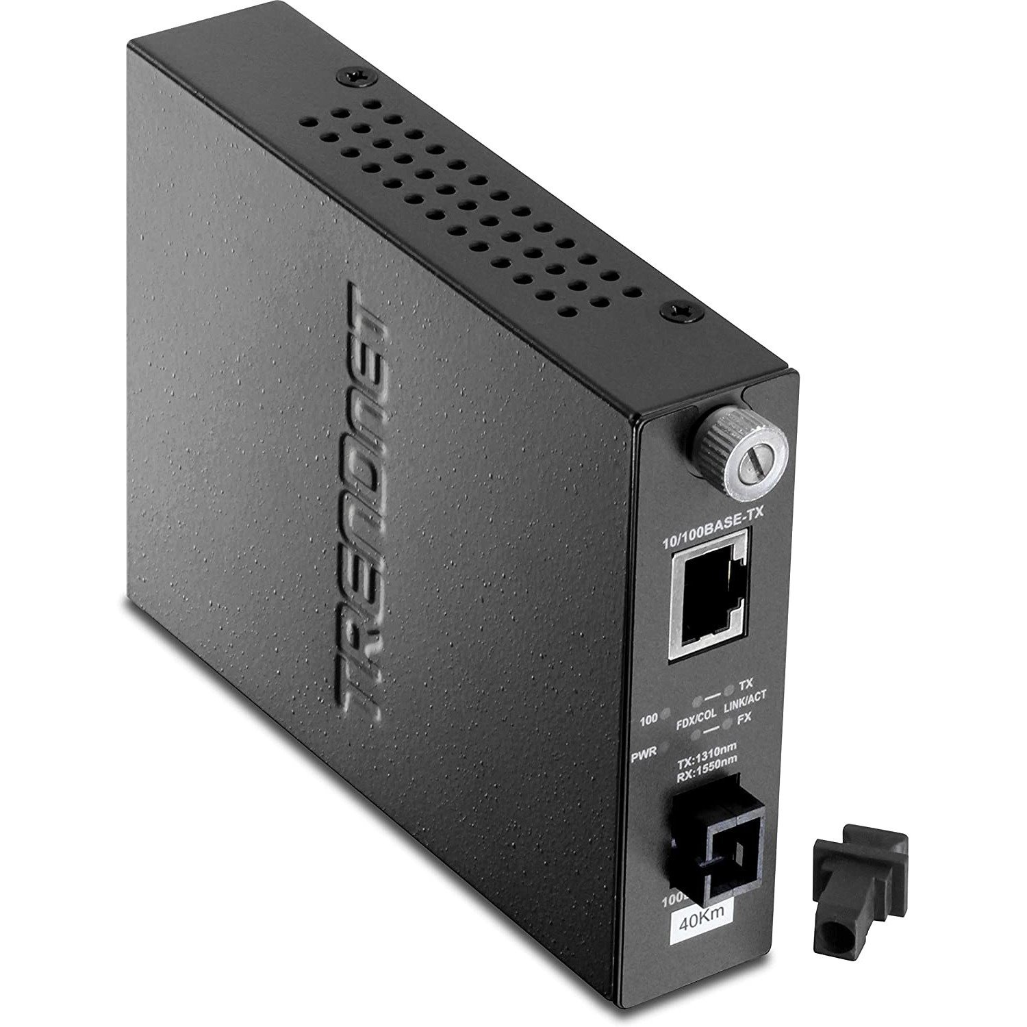 TRENDnet Intelligent 100Base-TX to 100Base-FX Dual Wavelength Single Mode SC Fiber Media Converter (40 km / 24.9 Miles); RJ-45 Port; Fiber to Ethernet Converter; Lifetime Protection; TFC-110S40D3i