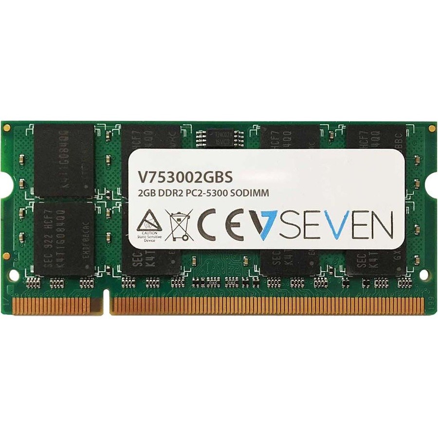 V7 V753002GBS RAM Module for Notebook - 2 GB - DDR2-667/PC2-5300 DDR2 SDRAM - 667 MHz Dual-rank Memory - CL5 - 1.80 V