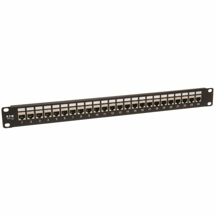 Eaton Tripp Lite Series 24-Port 1U Rack-Mount STP Shielded Cat6 /Cat5 Feedthrough Patch Panel, RJ45 Ethernet, TAA