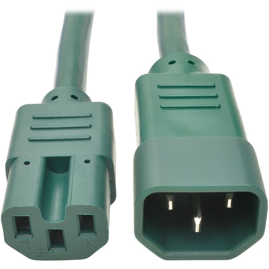 Eaton Tripp Lite Series Power Cord C14 to C15 - Heavy-Duty, 15A, 250V, 14 AWG, 2 ft. (0.61 m), Green