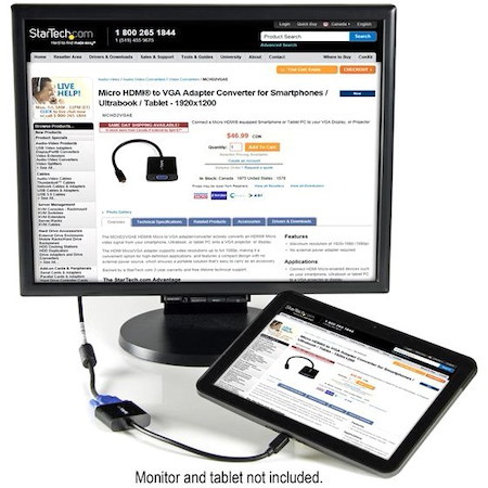StarTech.com Micro HDMI® to VGA Adapter Converter for Smartphones / Ultrabook / Tablet - 1920x1080