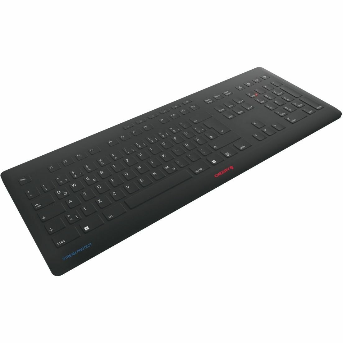 CHERRY STREAM PROTECT Keyboard - Wireless Connectivity - USB Interface - English (US) - QWERTY Layout - Black