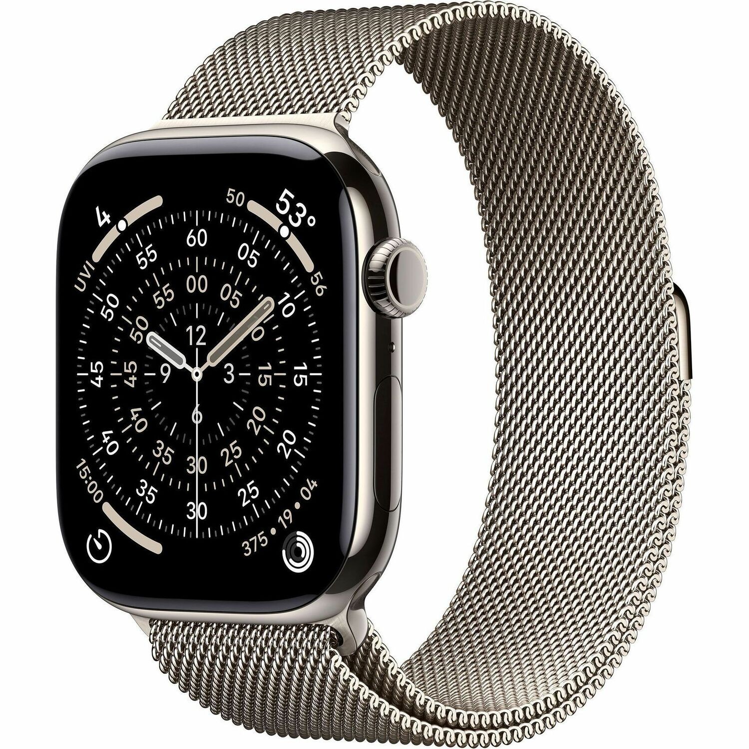 Apple Watch Series 11 Smartwatch - Natuurlijk Kistkleur - Natuurlijk Kleur band - Titanium Kastmateriaal - Rubber Band Material - Draadloos LAN - 4G - LTE