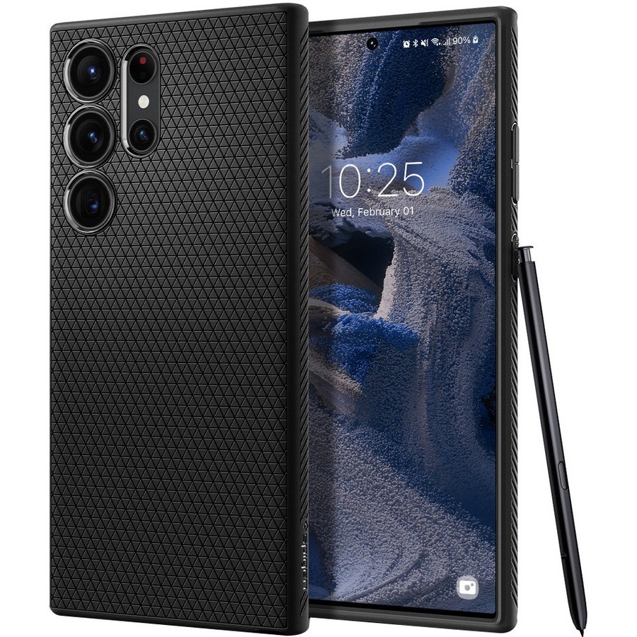 Spigen Liquid Air Case voor Samsung Galaxy S23 Ultra Smartphone - Mat zwart