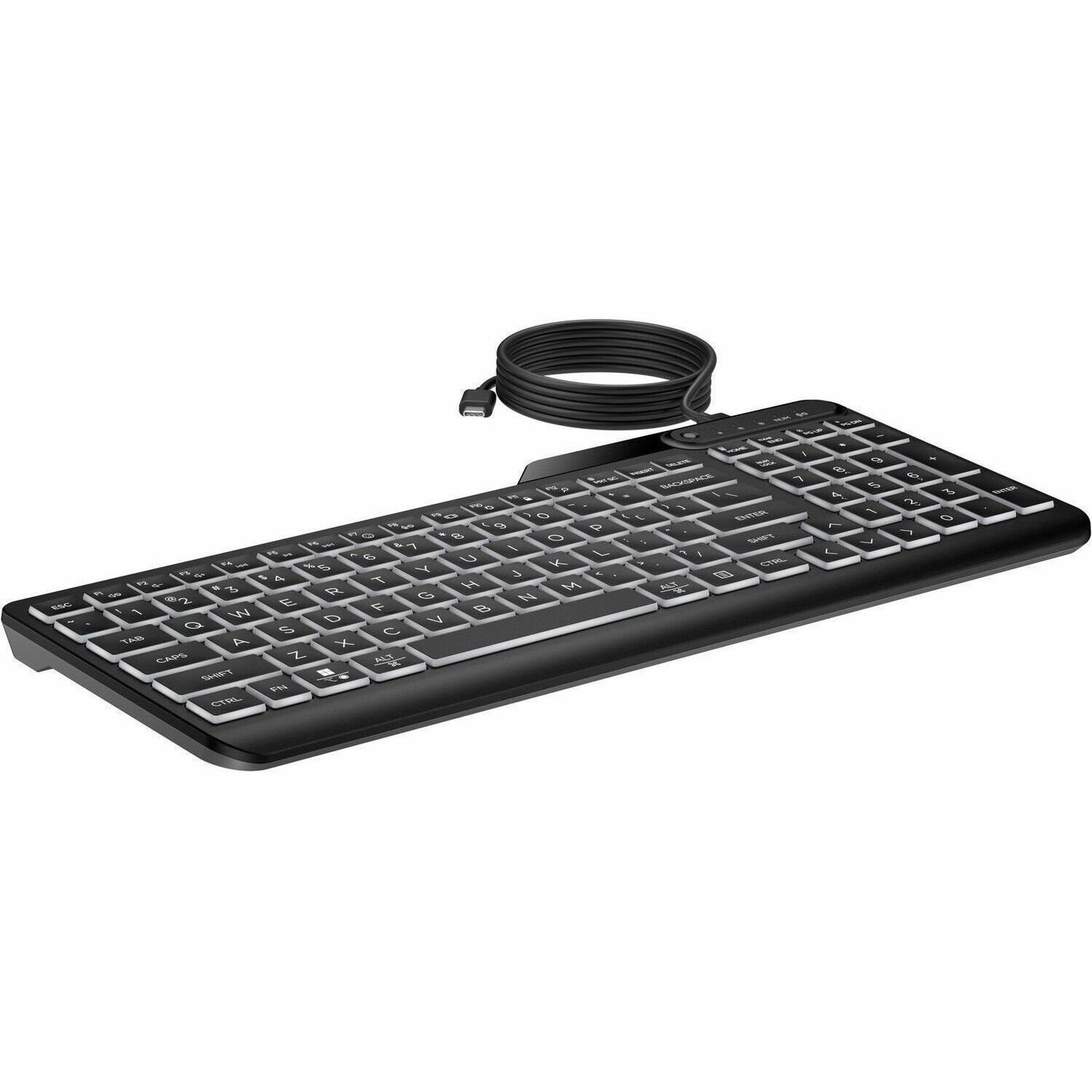 HP 400 Keyboard - Cable Connectivity - USB Type A, USB Type C Interface - LED - English (UK) - Black