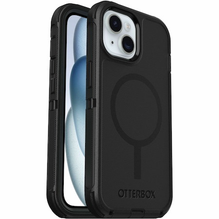 OtterBox Defender Case for Apple iPhone 15, iPhone 14, iPhone 13 Smartphone - Texture Grip - Black - Retail