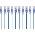 Monoprice 10-Pack, SlimRun Cat6A Ethernet Network Patch Cable, 7ft Blue