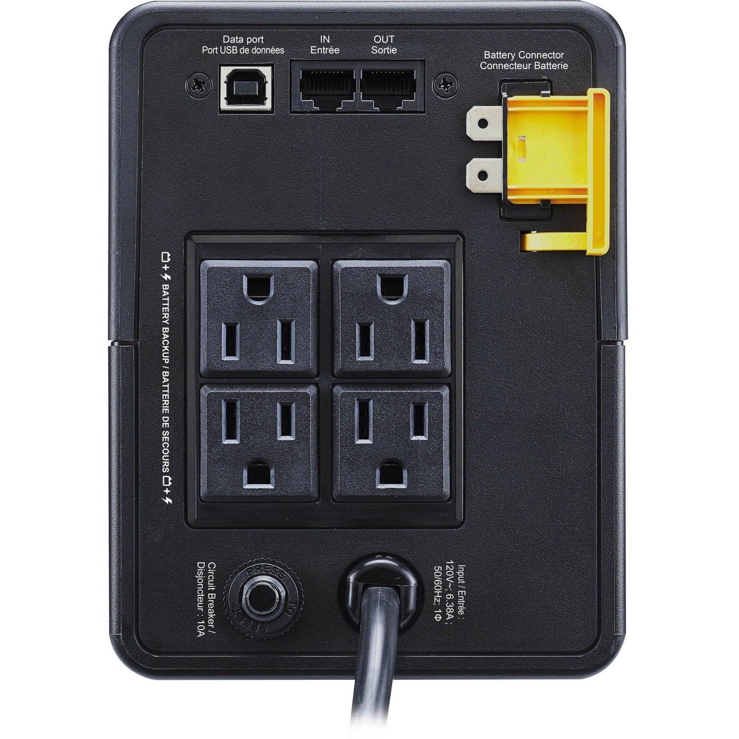 APC Back UPS, 750VA/410W, Tower, 120V, 4x NEMA 5-15R outlets, USB Type A + C Ports, User Replaceable Battery