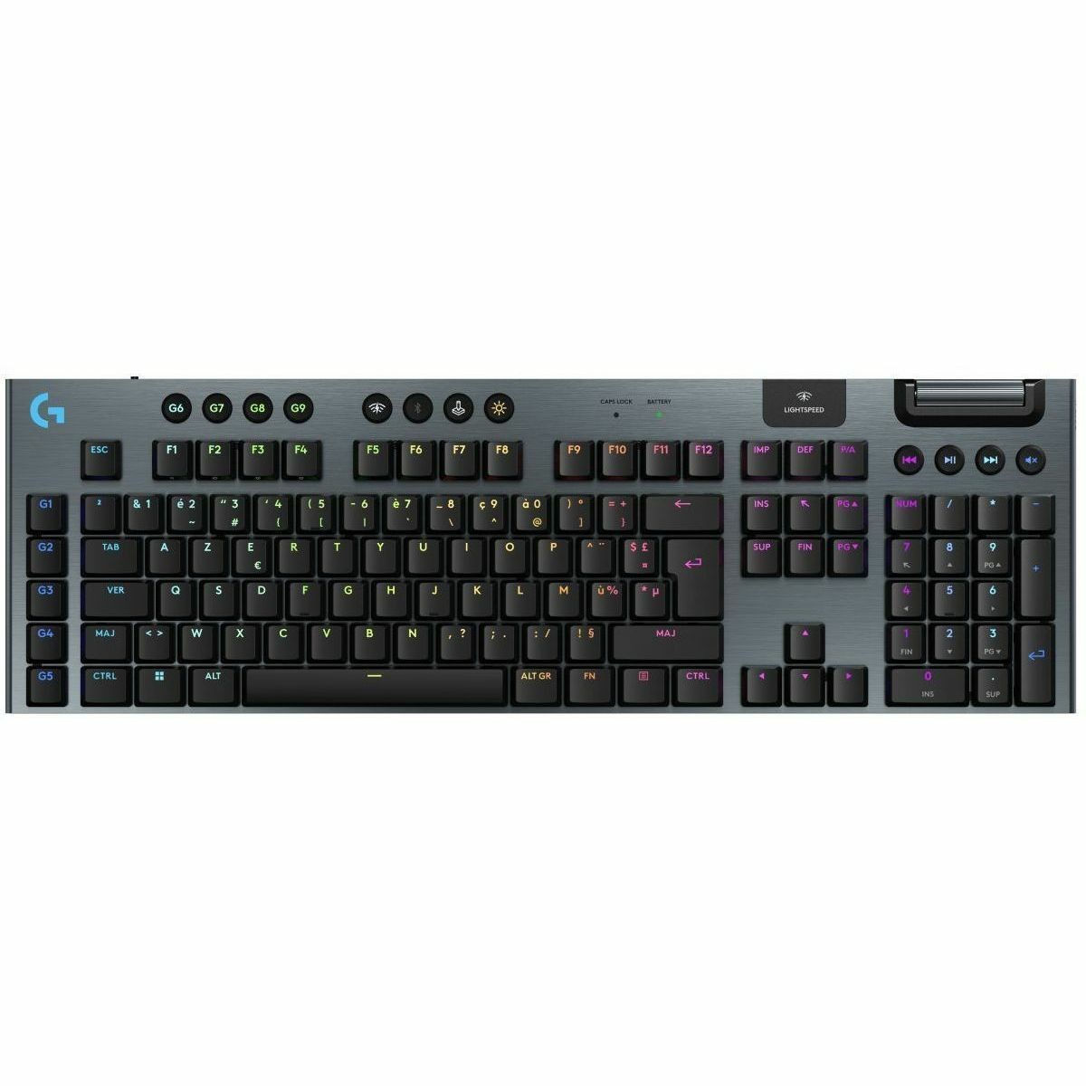 Logitech G G915 X LIGHTSPEED Gaming-toetsenbord - Bedraad/draadloos Verbinding - USB Interface - RGB LED - Frans - AZERTY indeling - Zwart