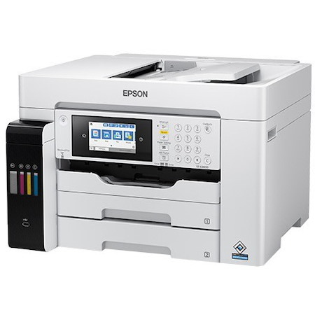 Epson WorkForce ST-C8090 Inkjet Multifunction Printer-Color-Copier/Fax/Scanner-4800x1200 dpi Print-Automatic Duplex Print-66000 Pages-550 sheets Input-Color Flatbed Scanner-1200 dpi Optical Scan-Color Fax-Wireless LAN-Epson Connect-Mopria