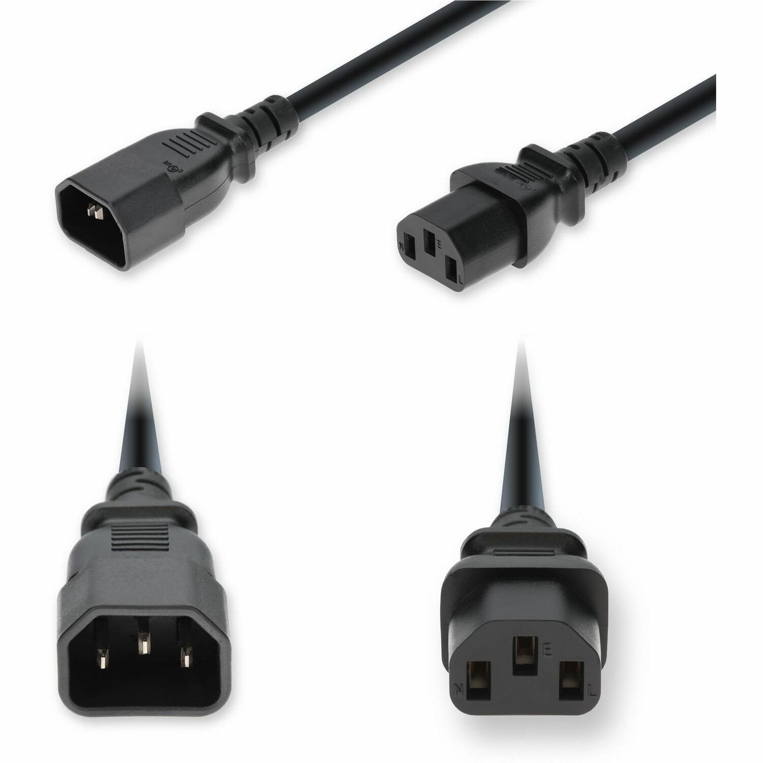 AddOn 6ft C14 Male to C13 Female Standard Commercial 14 AWG 250V at 15A PVC SJT (Service Junior Thermoplastic) Black Power Cable