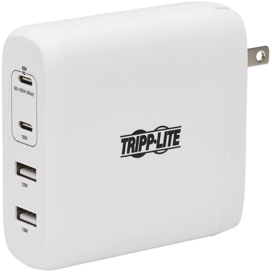 Eaton Tripp Lite Series 4-Port Compact USB Wall Charger - GaN Technology, 100W PD Charging, 2 USB-C & 2 USB-A, White