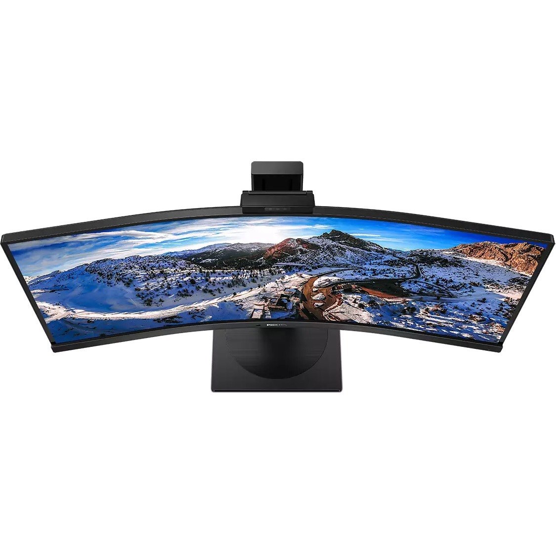 Philips 346P1CRH 34" Class Webcam WQHD Curved Screen LCD Monitor - 21:9 - Textured Black