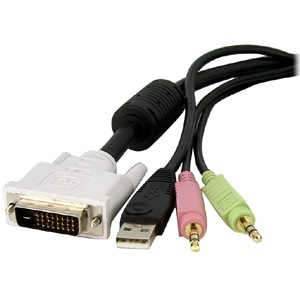 StarTech.com 6 ft 4-in-1 USB DVI KVM Switch Cable with Audio