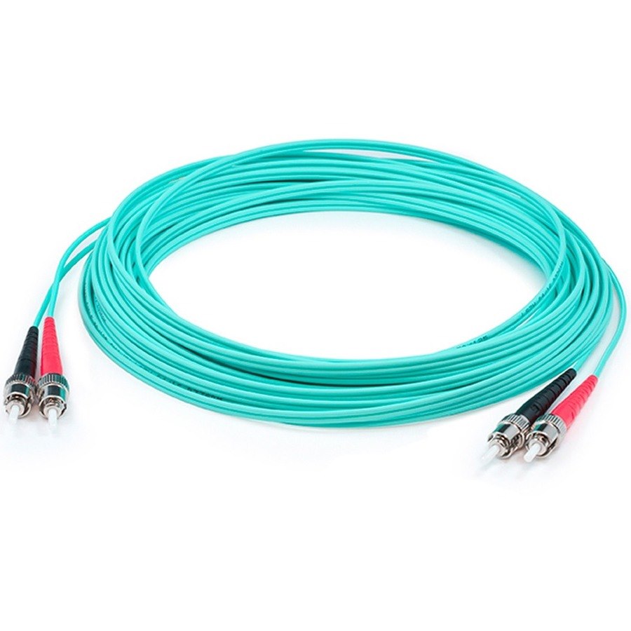 AddOn 6m ST to ST Aqua OM4 Duplex OFNR (Riser-Rated) Fiber Patch Cable
