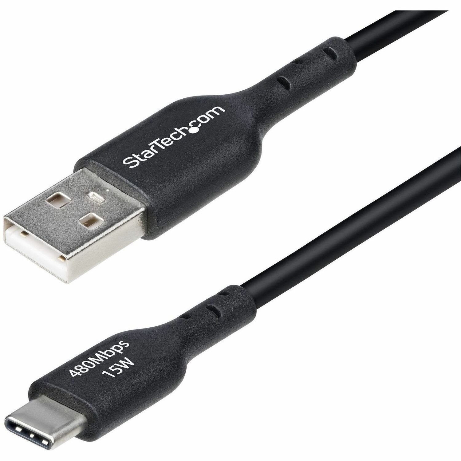 StarTech.com 1m (3ft) USB-A to USB-C Charging Cable, Charge & Sync, 3A, USB 2.0, TPE Jacket - Black USB Charging Cord