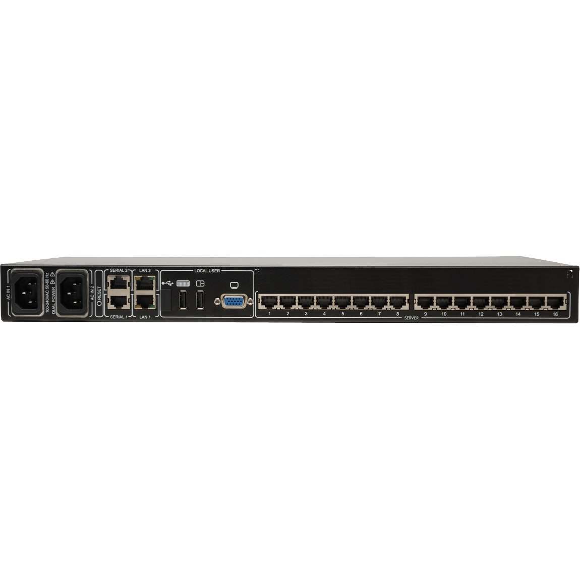 Eaton Tripp Lite Series NetCommander 16-Port Cat5 KVM over IP Switch - 2 Remote + 1 Local User, 1U Rack-Mount, TAA