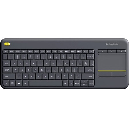 Logitech K400 Plus Keyboard - Wireless Connectivity - USB Interface - TouchPad - QWERTY Layout - Black