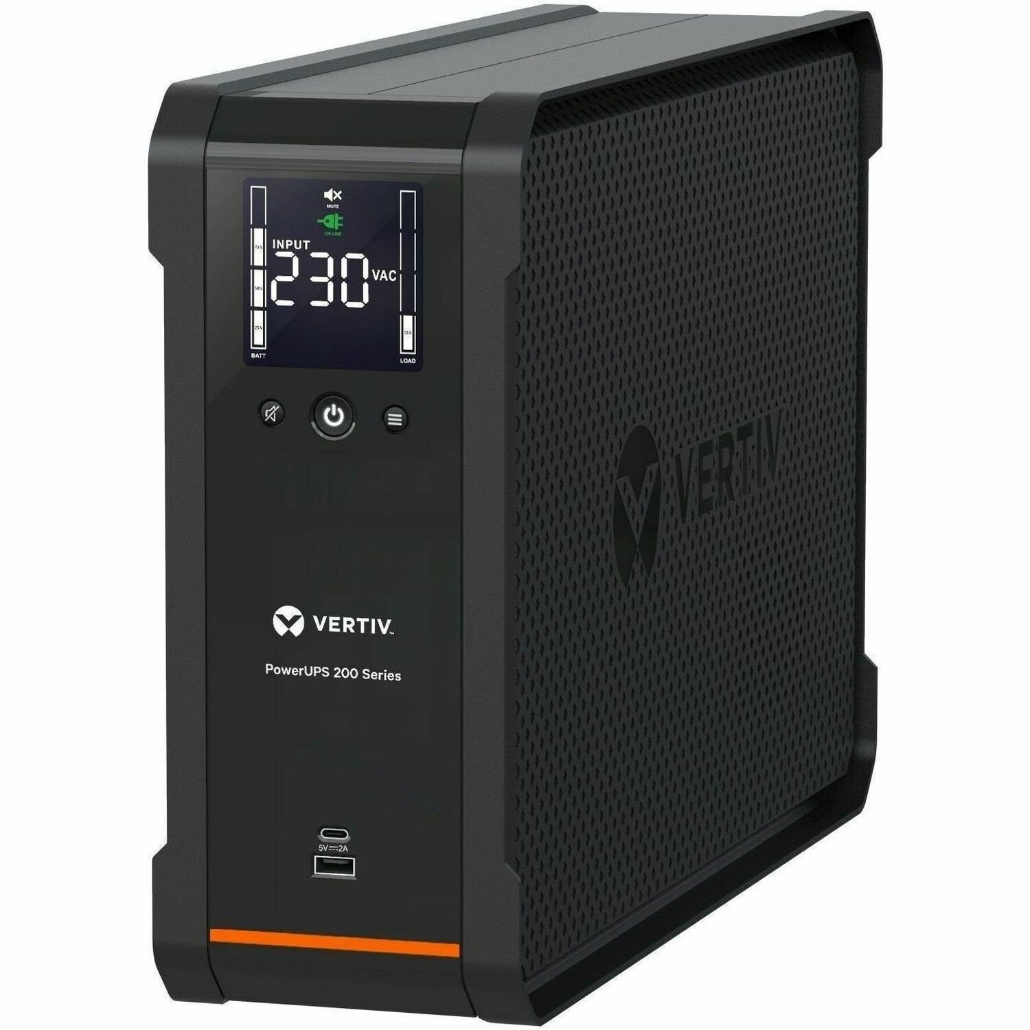 Vertiv PowerUPS 200 Line Interactive PSA6-1600IT-IEC, 1600VA/1000W, AVR, USB Charging, Color LCD, User-Replaceable Battery, 8 IEC Outlets, Three-Year Warranty