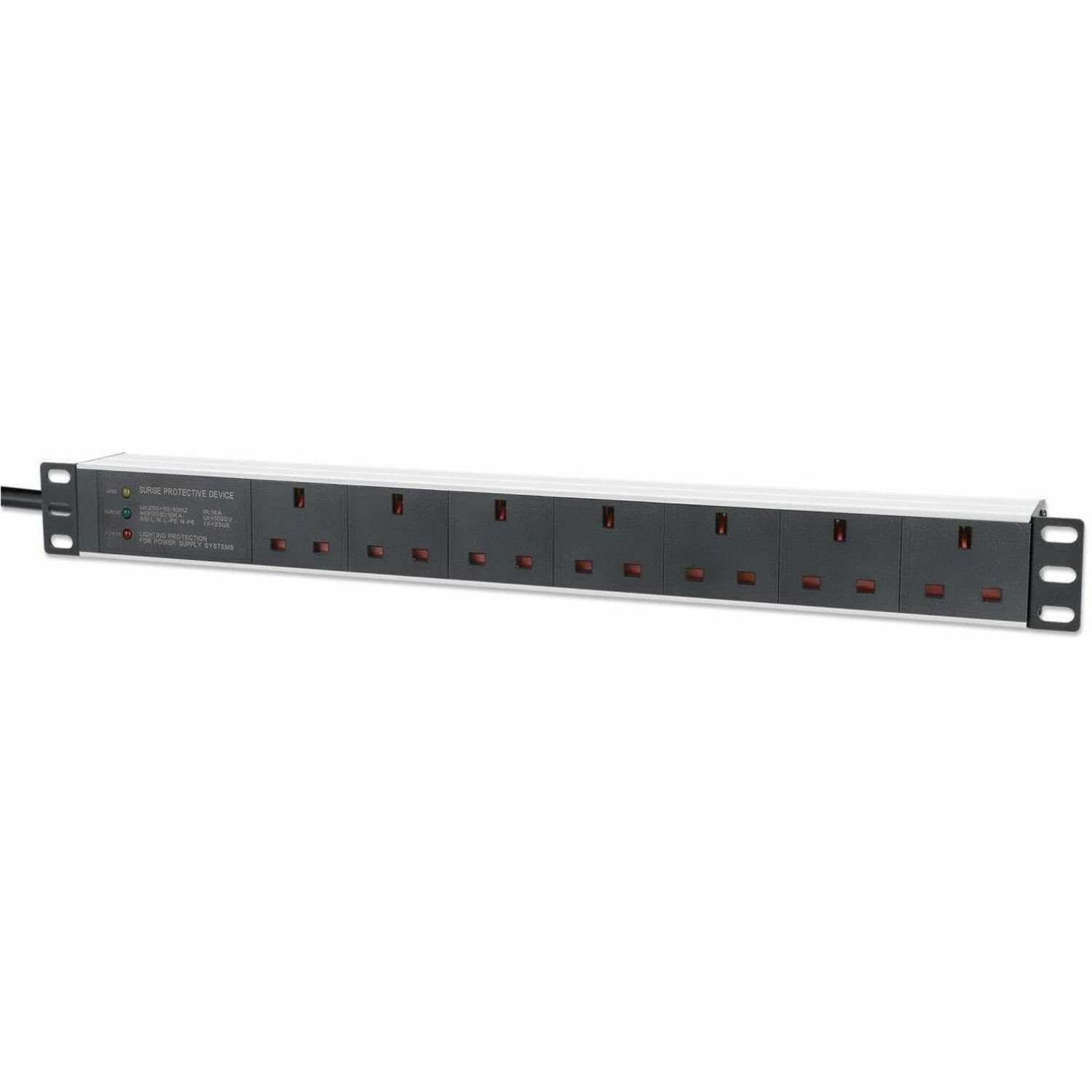 Ic Intracom 19In Pdu 1U 7-Way Uk Ac Plugs-Surge Protection