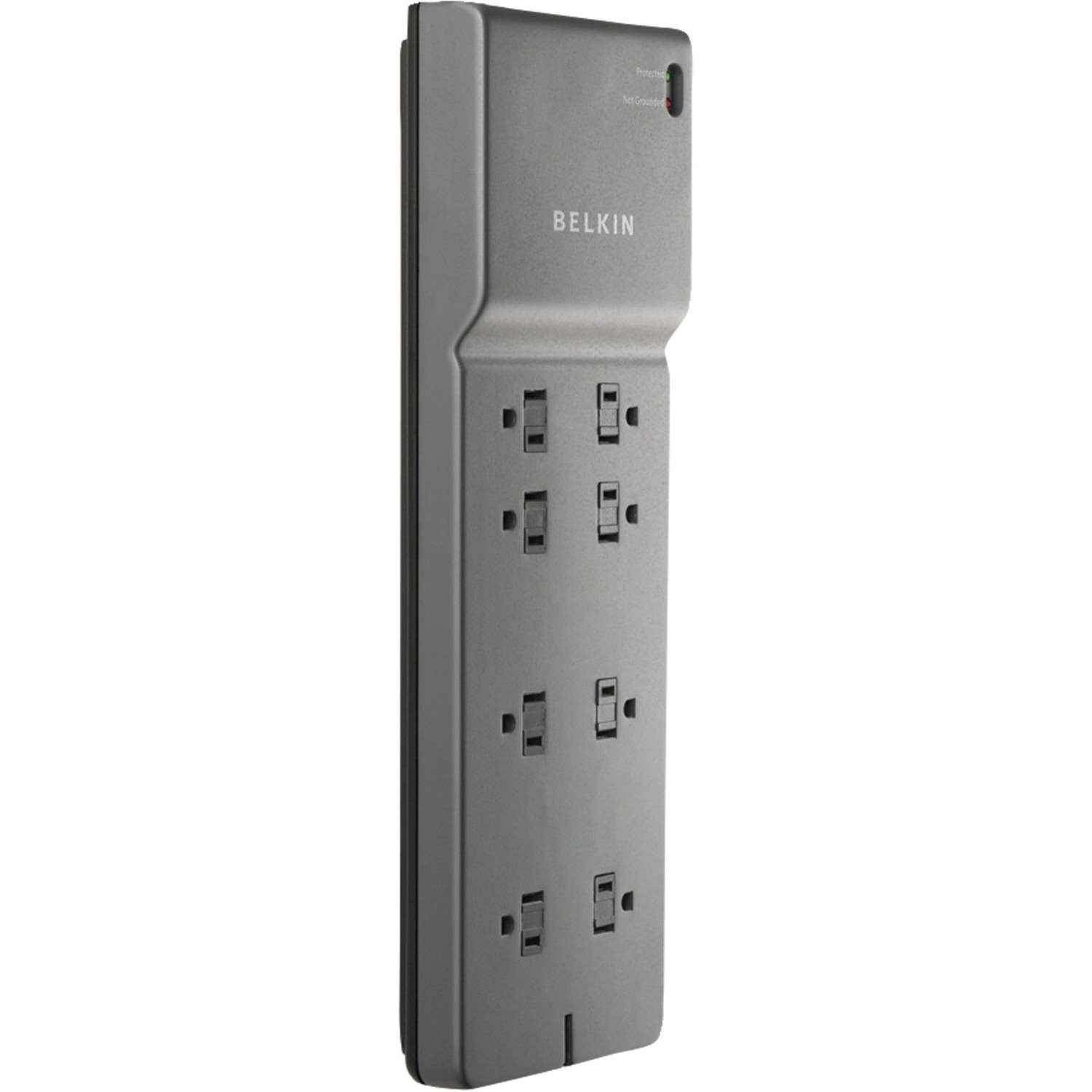 Belkin 8-Outlet Surge Protector - 8ft Cord - Right Angle Plug - 2500J - Grey