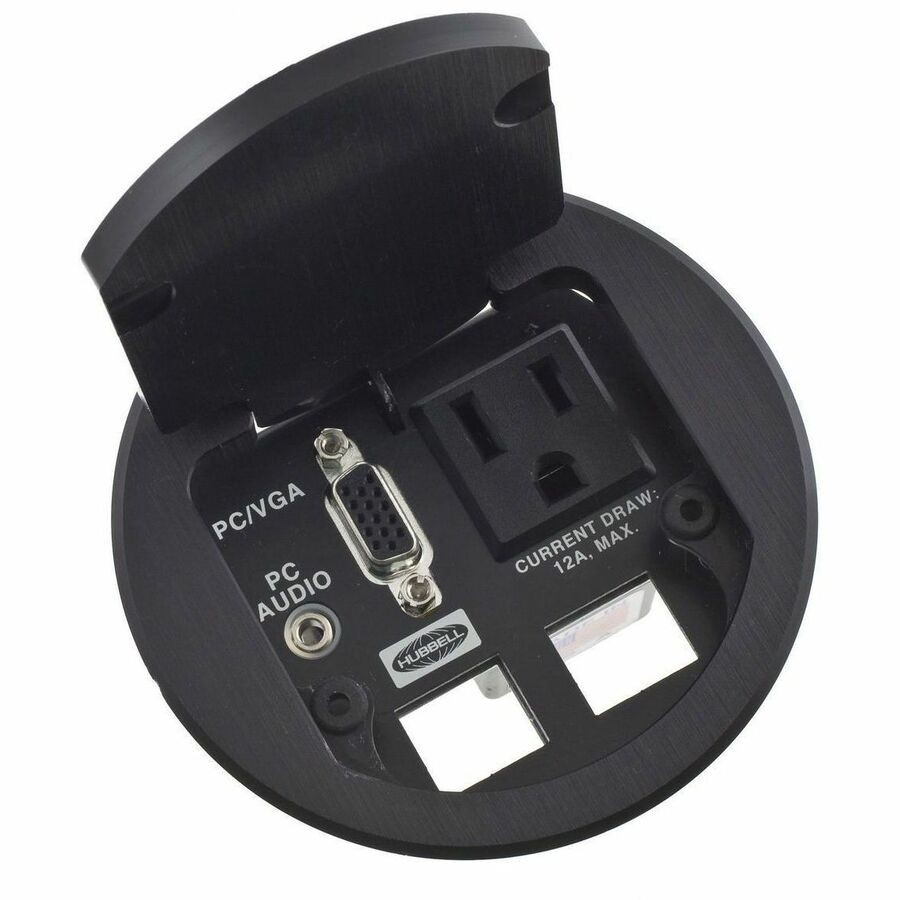 Hubbell Premise Wiring Delivery Systems, Table Top Boxes, Dual Service, 1) Outlet, Black