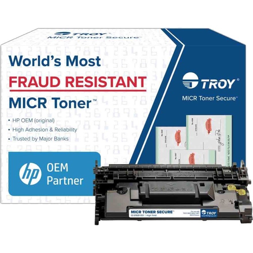 Troy Toner Secure Original MICR High Yield Laser Toner Cartridge - Alternative for Troy, HP 89X (CF289X) - Black - 1 Pack