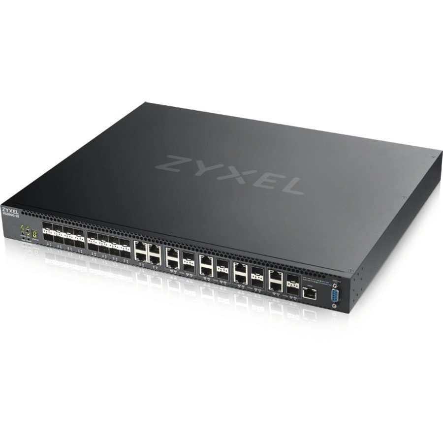 ZYXEL XS3800-28 24-port 10G Multi-Gigabit L3 Managed Aggregation Switch with 16 SFP+ 10G Ports, 8 10G Combo (SFP+/RJ-45) Ports and 4 10G Ethernet Ports