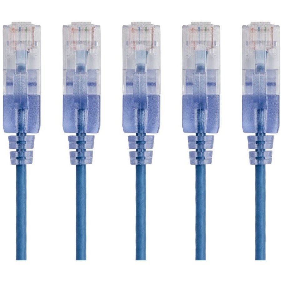 Monoprice 5-Pack, SlimRun Cat6A Ethernet Network Patch Cable, 3ft Blue