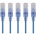 Monoprice 5-Pack, SlimRun Cat6A Ethernet Network Patch Cable, 3ft Blue