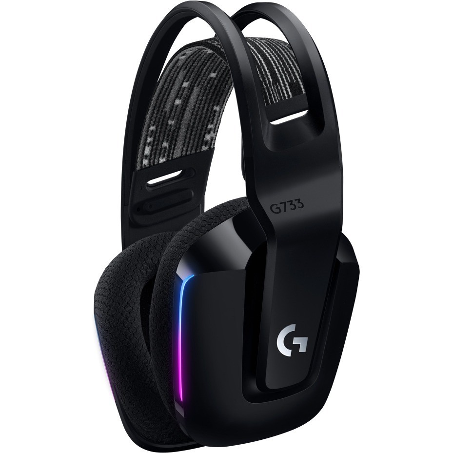 Logitech G733 Lightspeed Wireless RGB Gaming Headset Black USB Headphones Frequency Response: 20 Hz - Detchable Cardioid Unidirectional Microphone