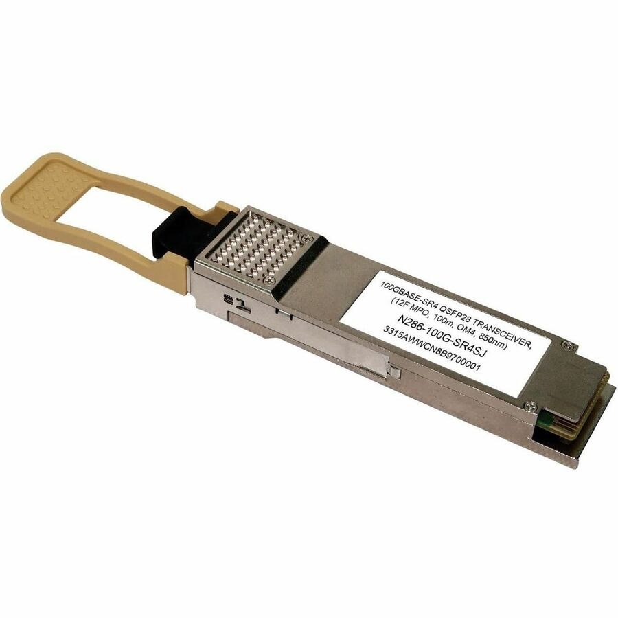 Eaton Tripp Lite Series Juniper-Compatible JNP-QSFP-100G-SR4 QSFP28 Transceiver - 100GBase-SR4, MTP/MPO MMF, 100 Gbps, 850 nm, 100 m (328 ft.)