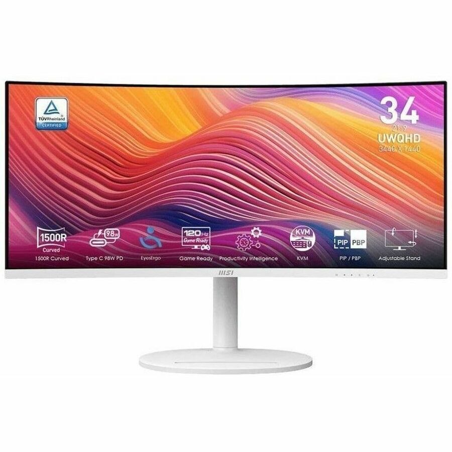 MSI Modern MD342CQPW 34" Class UW-QHD Curved Screen LED Monitor - 21:9 - White
