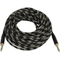 Monoprice 50ft. Cloth Series 1/4 inch T/S Male 20AWG Instrument Cable - Black & Gold