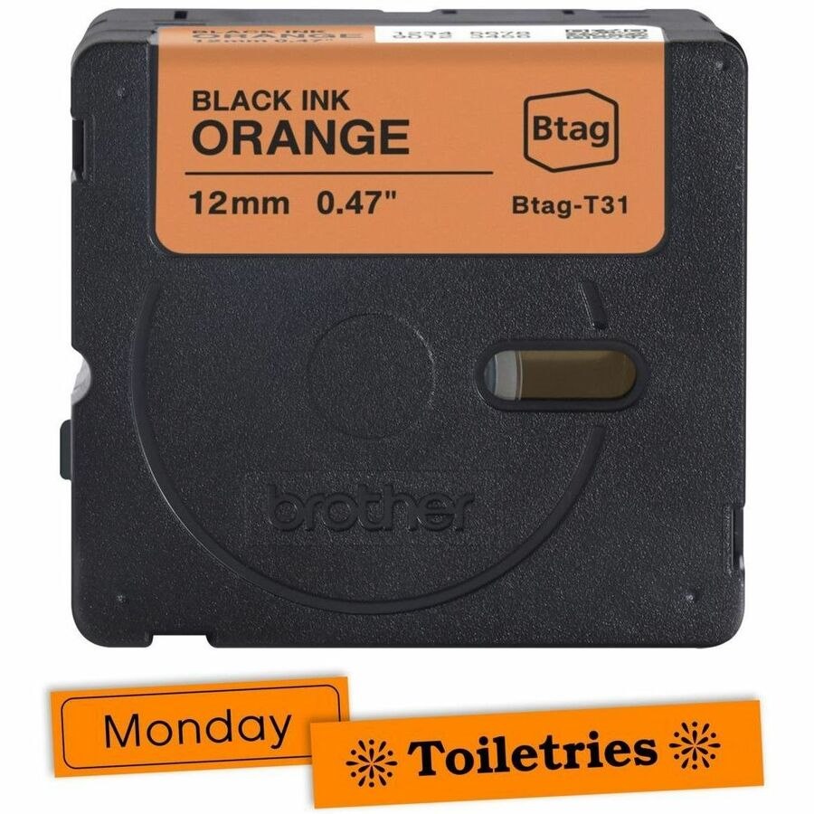 Brother P-touch BTAG-T31 Black on Orange Label Tape