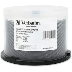 Verbatim DataLifePlus DVD Recordable Media - DVD-R - 16x - 4.70 GB - 50 / Pack - White