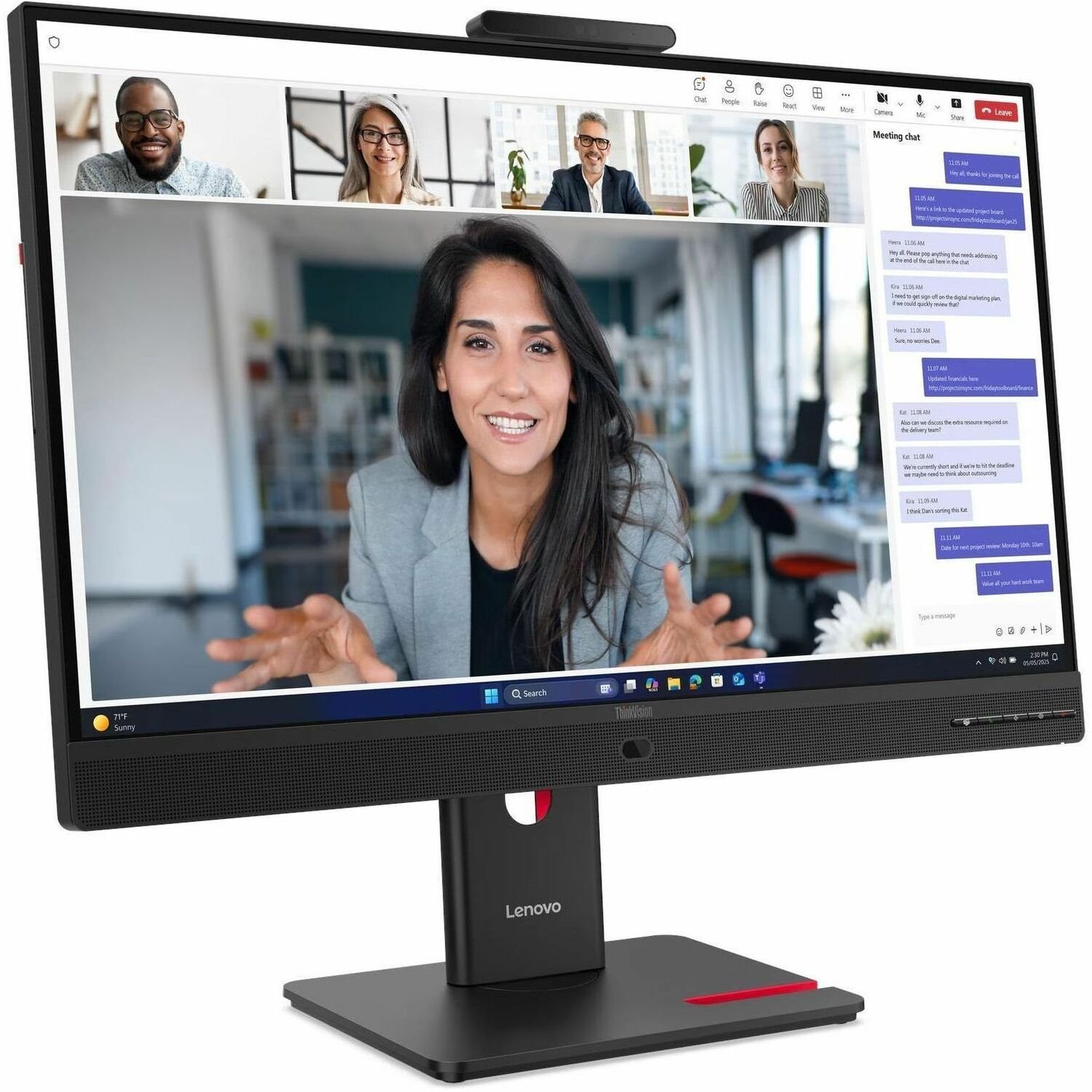 Lenovo ThinkVision T27QD-4v 27" Class Webcam WQHD LED Monitor - 16:9 - Eclipse Black