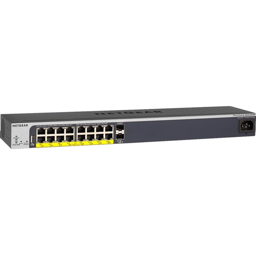 Netgear ProSAFE Easy-Mount 16-PortPoE+ Gigabit Smart Managed Switch with 2 SFP Ports